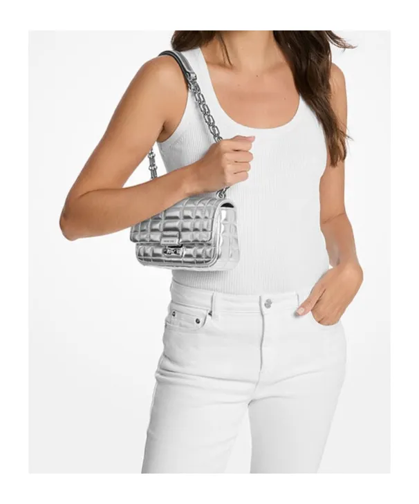 Tribeca Small Quilted Metallic Shoulder Bag