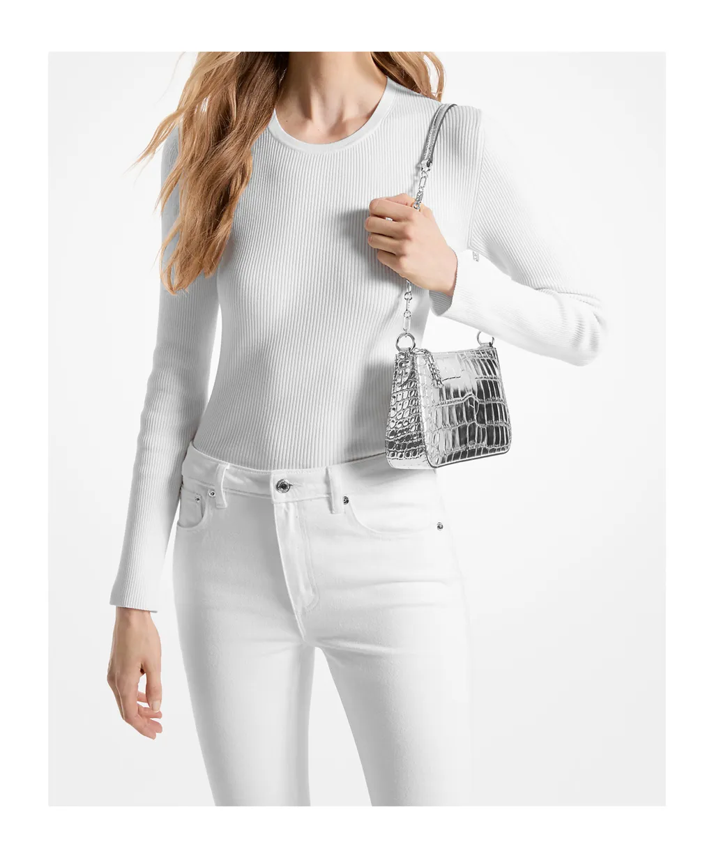 Empire Medium Metallic Embossed Chain-Link Pochette