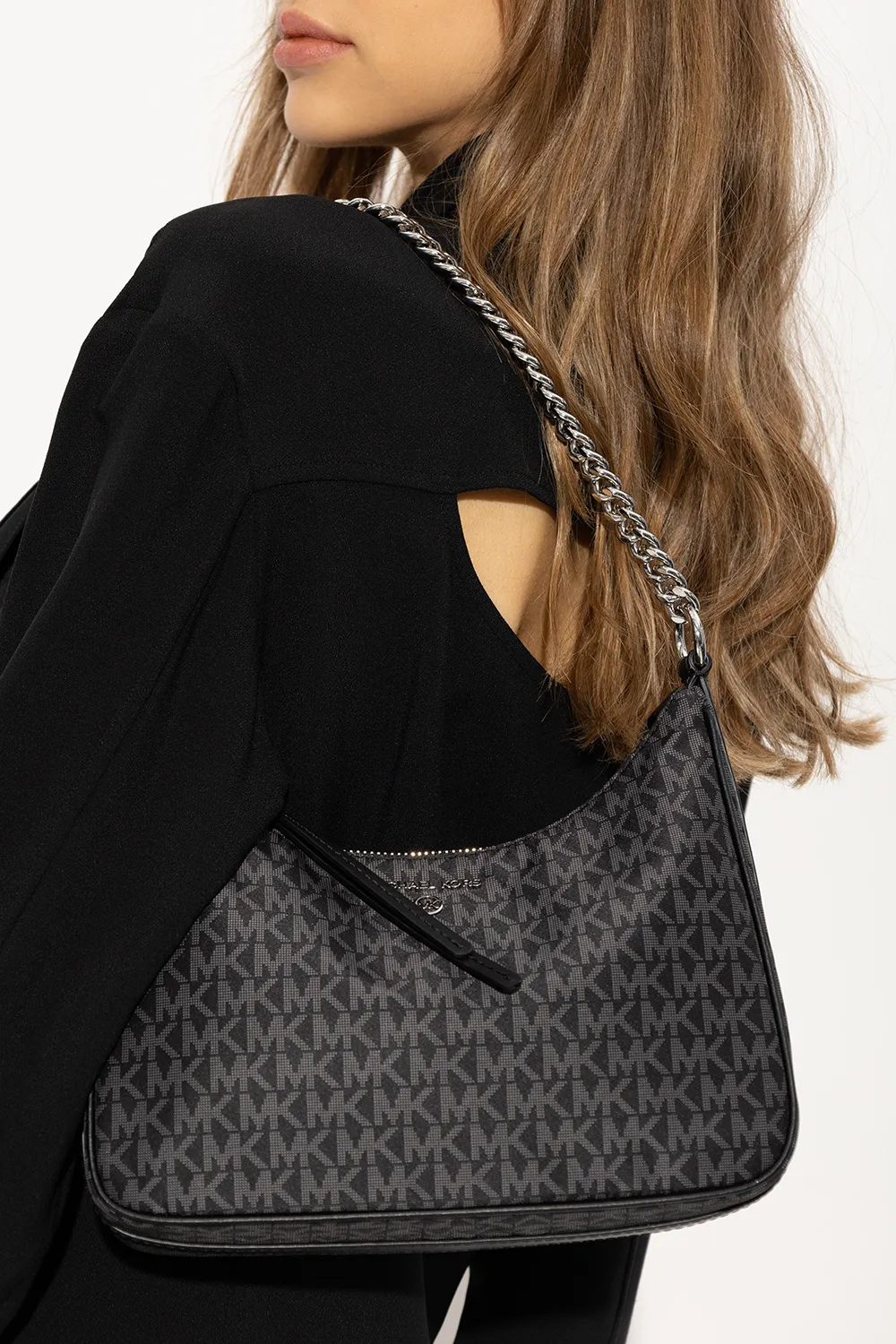 Monogram-Printed Zipped Dual-Handle Bag