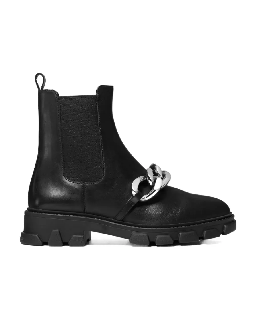 Chain-Detail Leather Boots