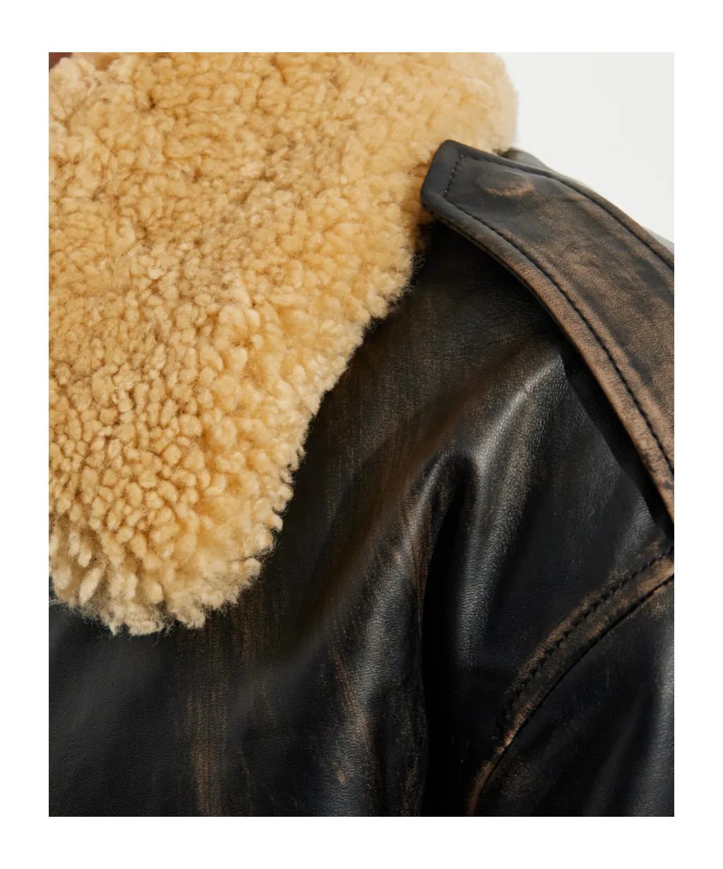 Shearling-Collar Pocket Jacket