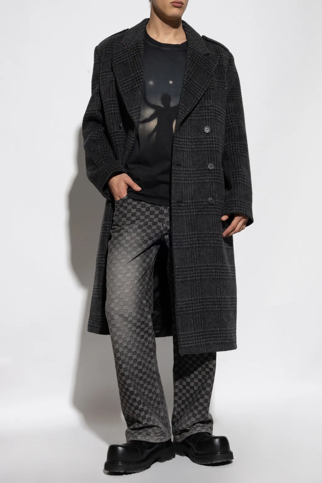Plaid Long-Sleeve Coat