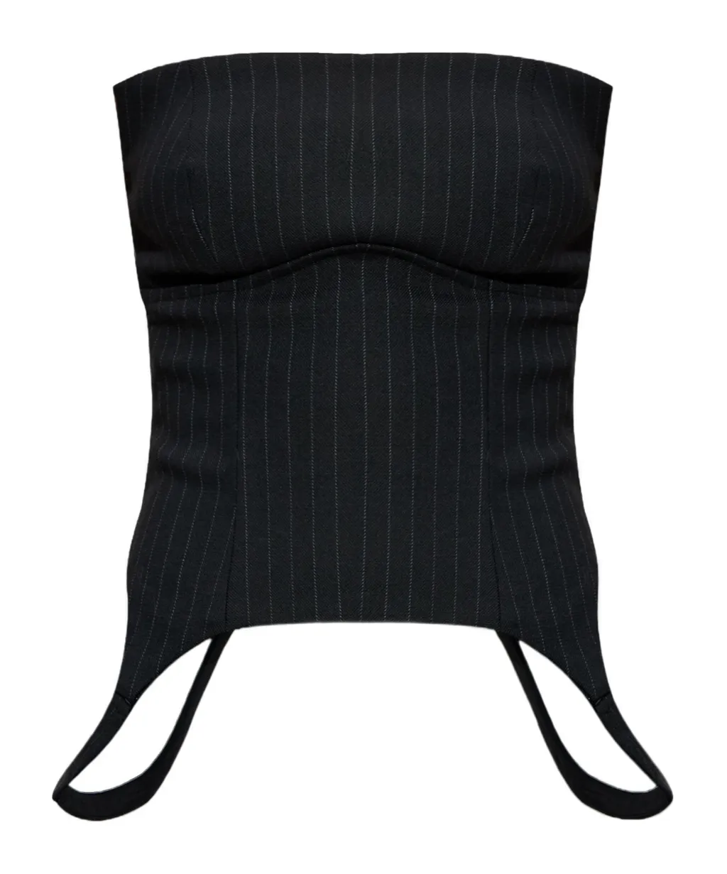 Pinstriped Strapless Top