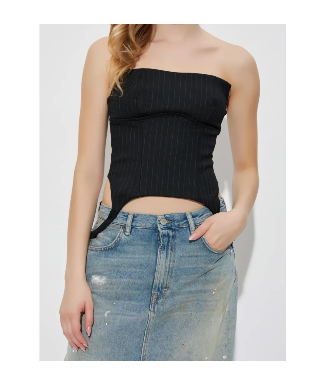 Pinstriped Strapless Top