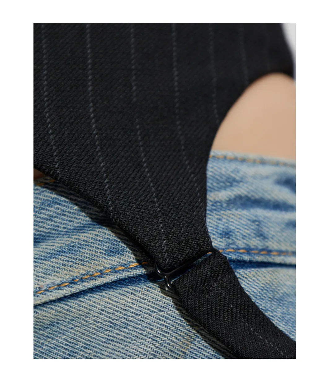 Pinstriped Strapless Top