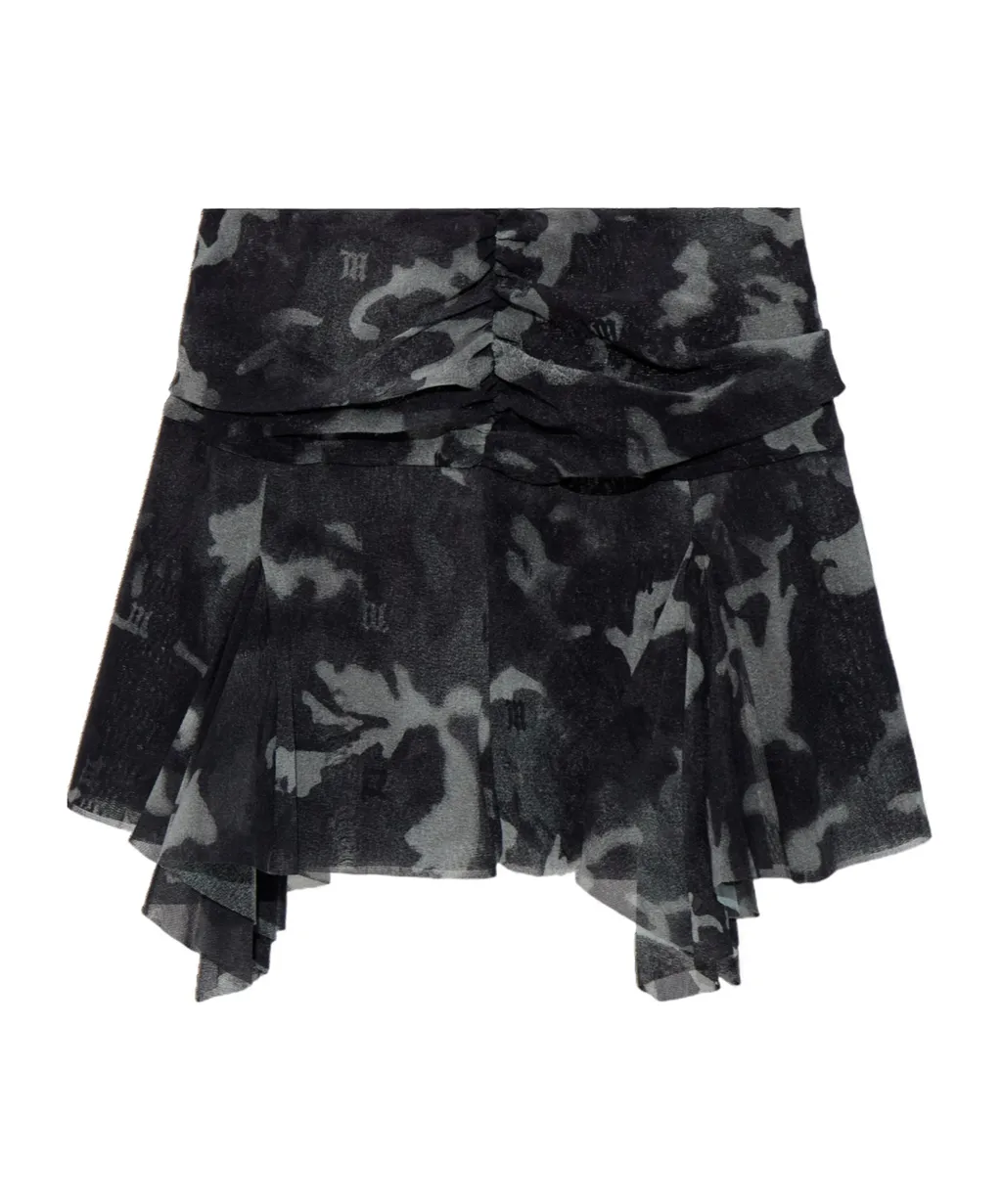 Transparent Printed Midi Skirt