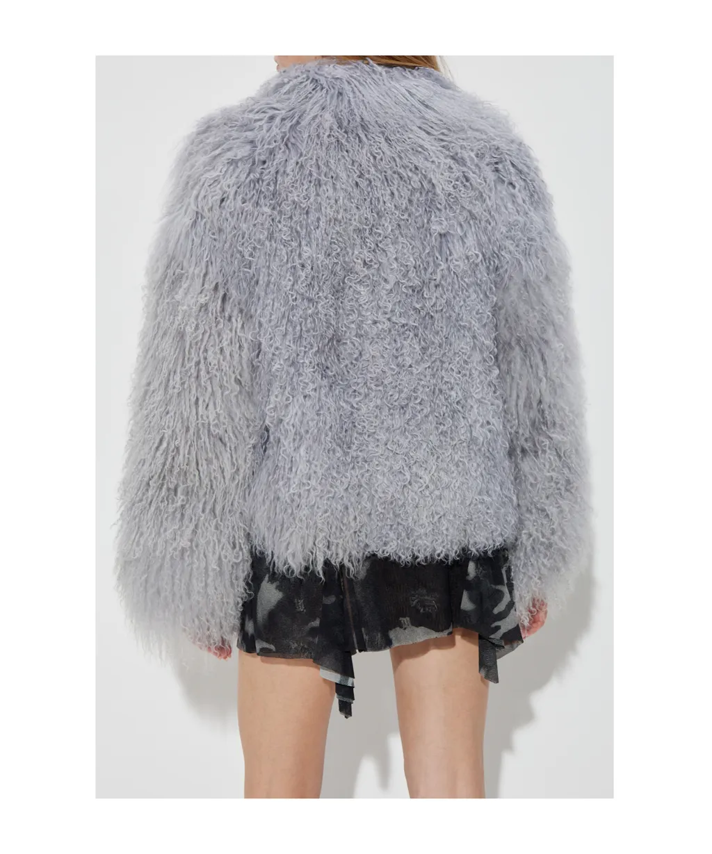Long-Sleeve Fur Coat With Pockets