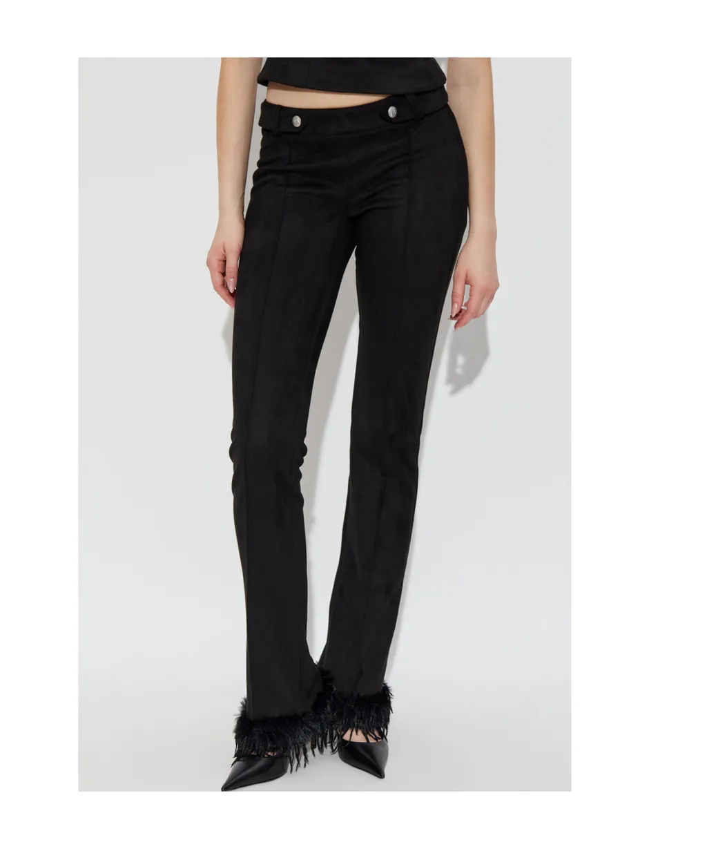 Faux Suede Fringe Casual Pants