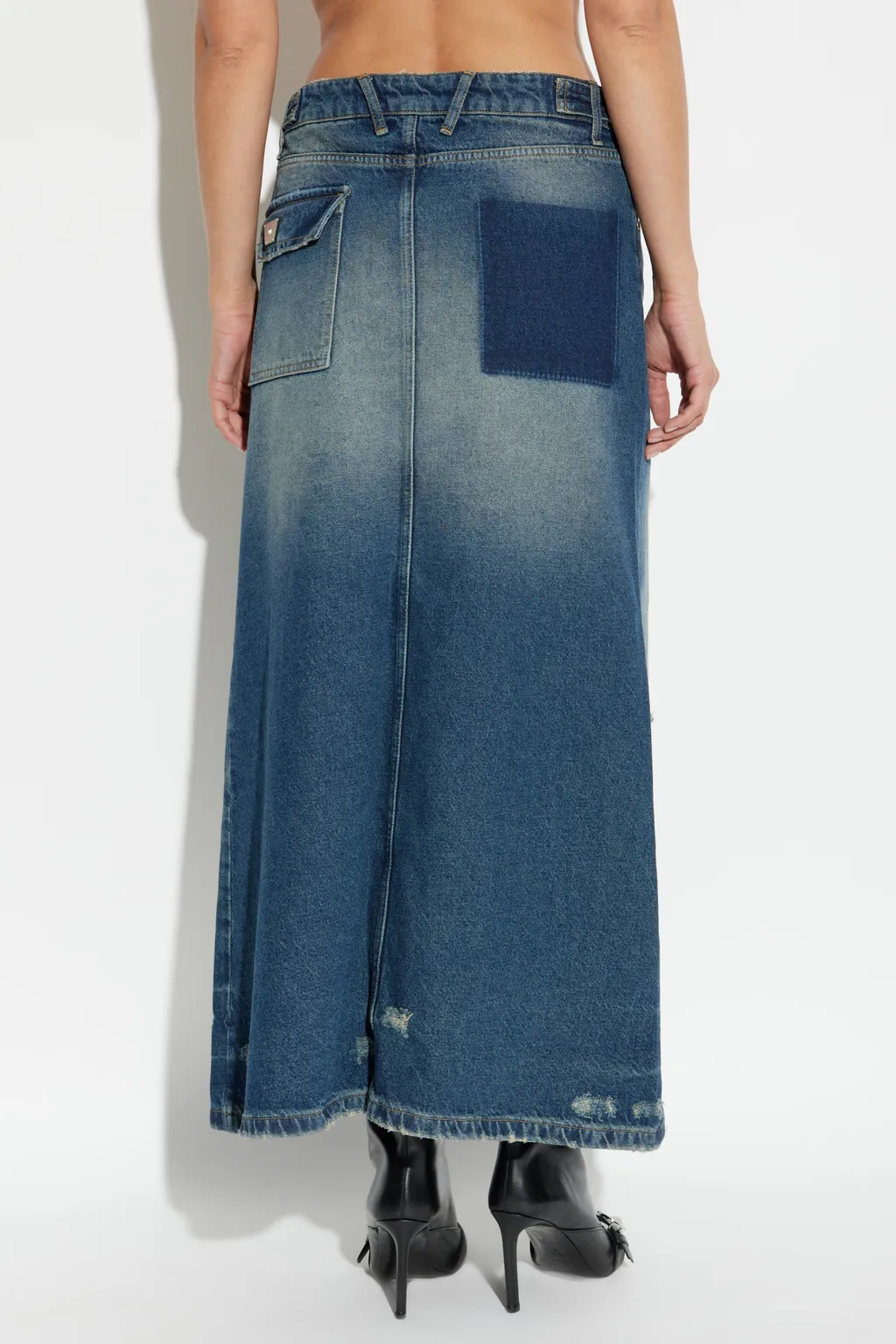 Distressed Denim Skirt