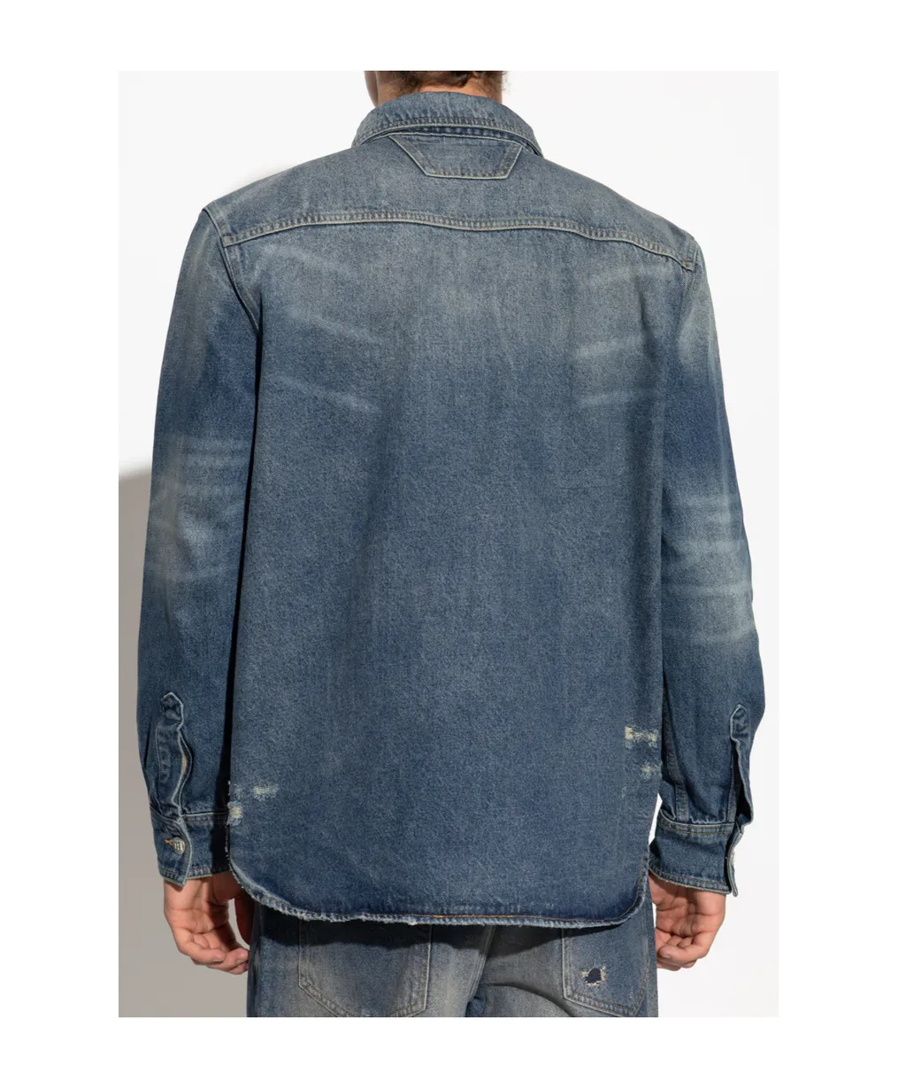 Buttoned Long-Sleeved Denim Shirt