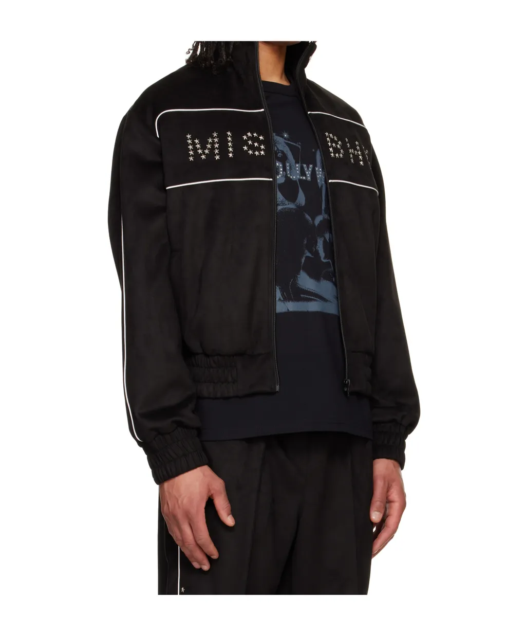 Black Star Faux Suede Track Jacket