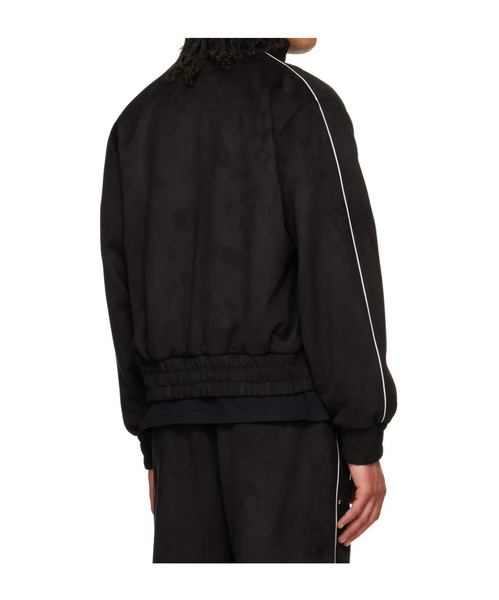 Black Star Faux Suede Track Jacket