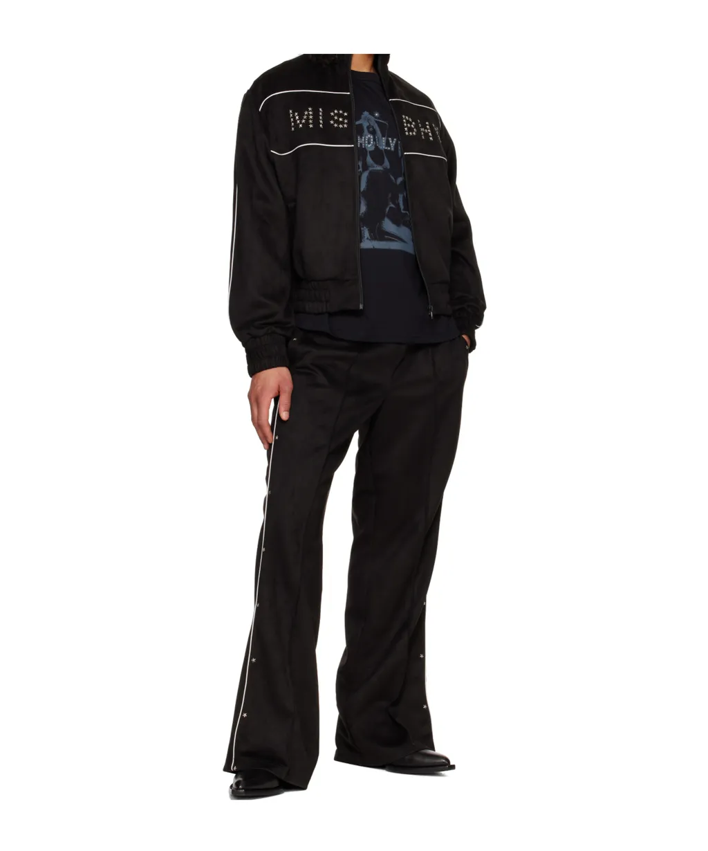Black Star Faux Suede Track Jacket