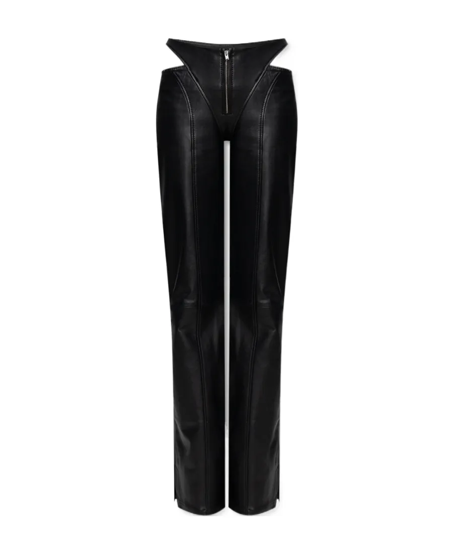 Cut-Out Leather Trousers