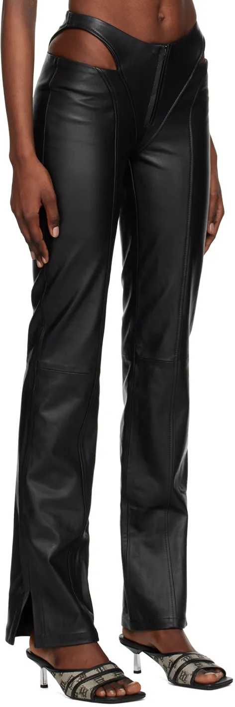 Cut-Out Leather Trousers