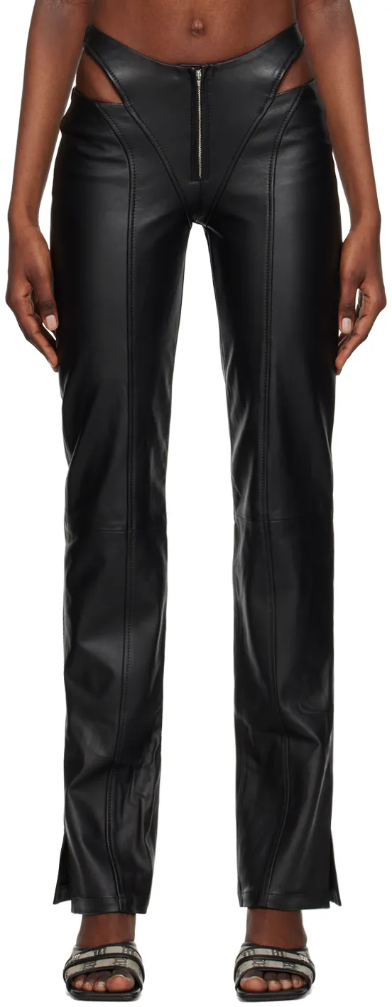 Cut-Out Leather Trousers