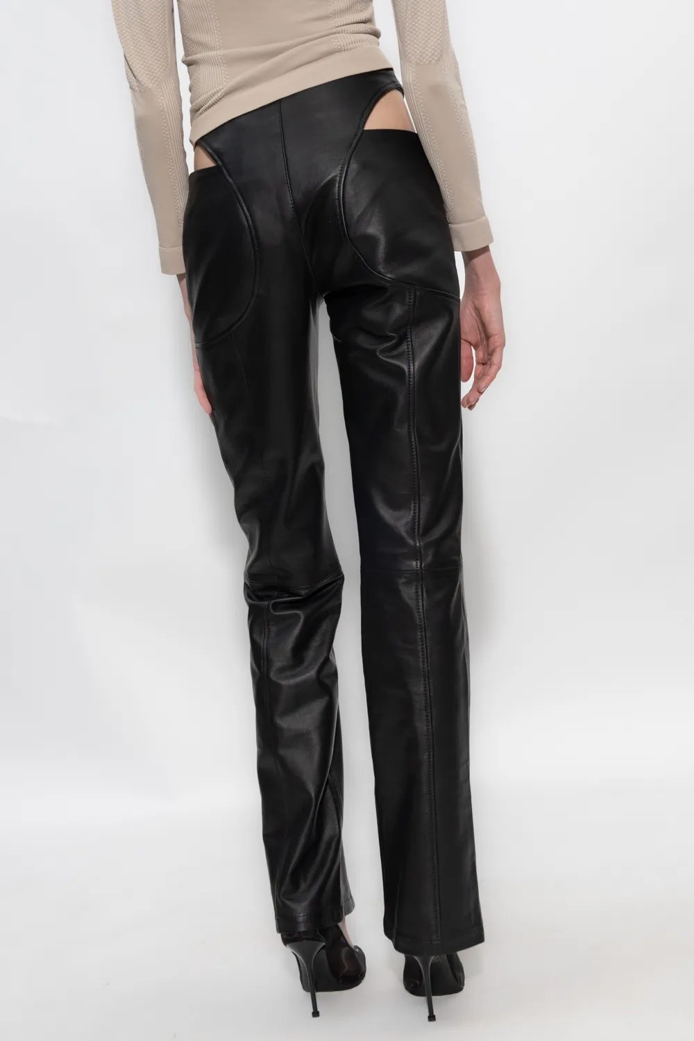 Cut-Out Leather Trousers
