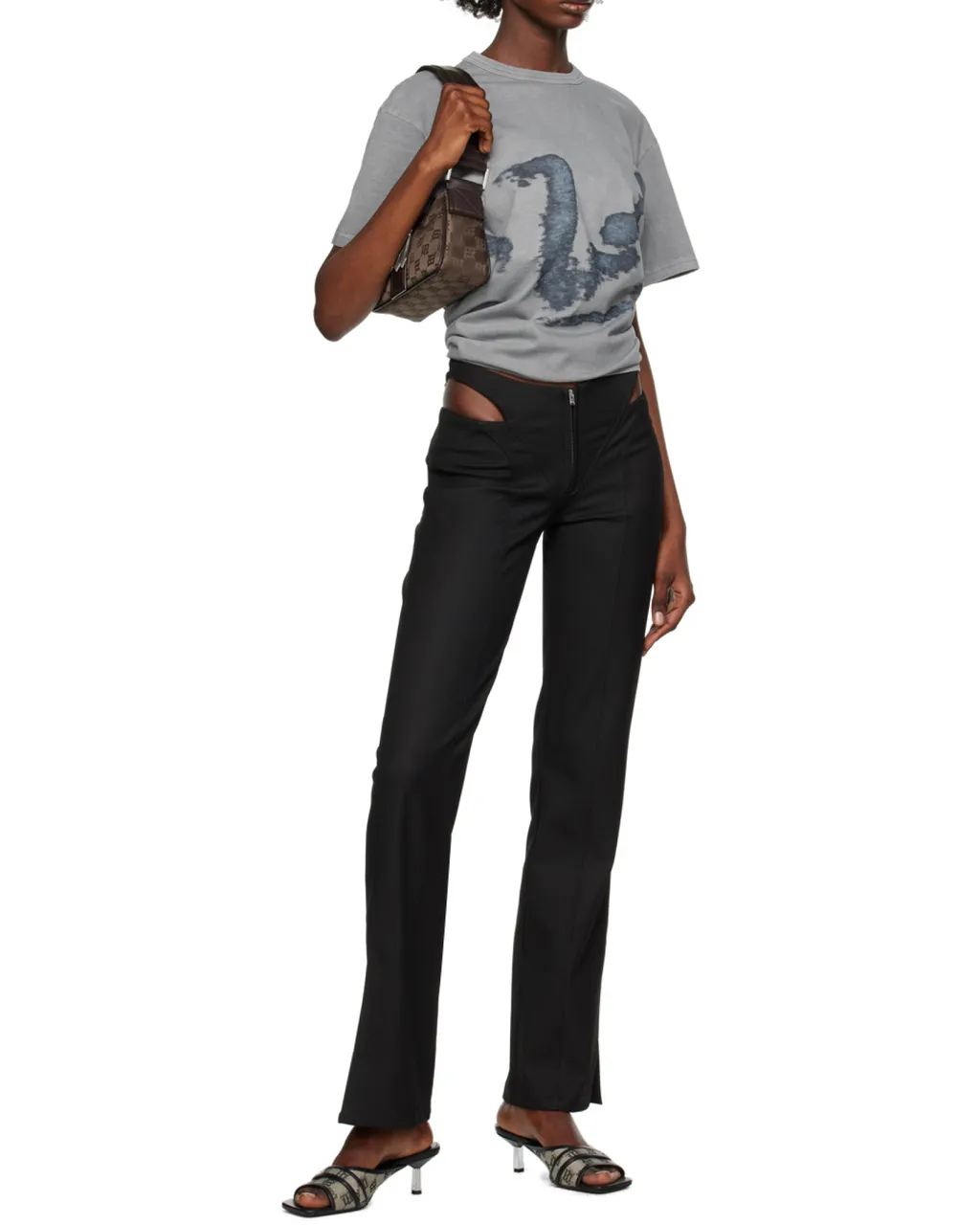 Cut-Out Straight-Leg Trousers