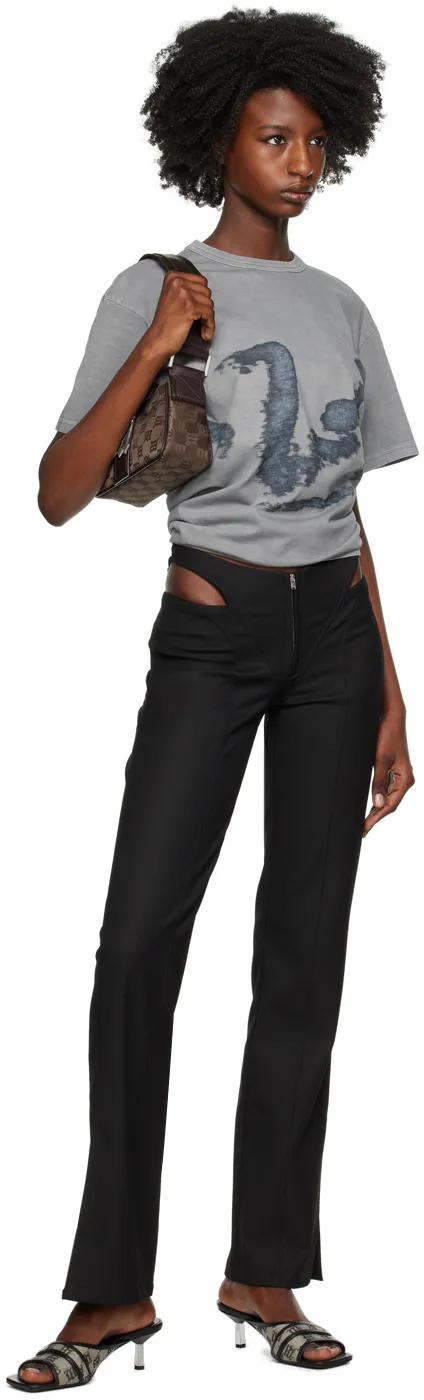 Cut-Out Straight-Leg Trousers