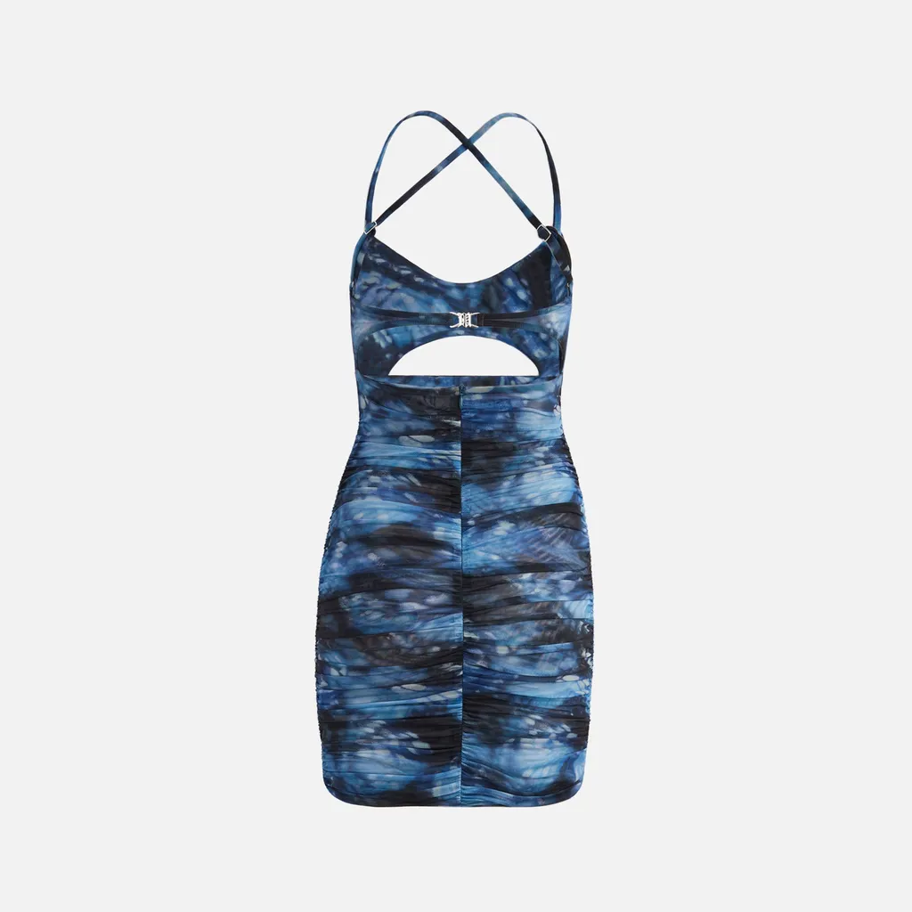 Butterfly-Print Mesh Dress