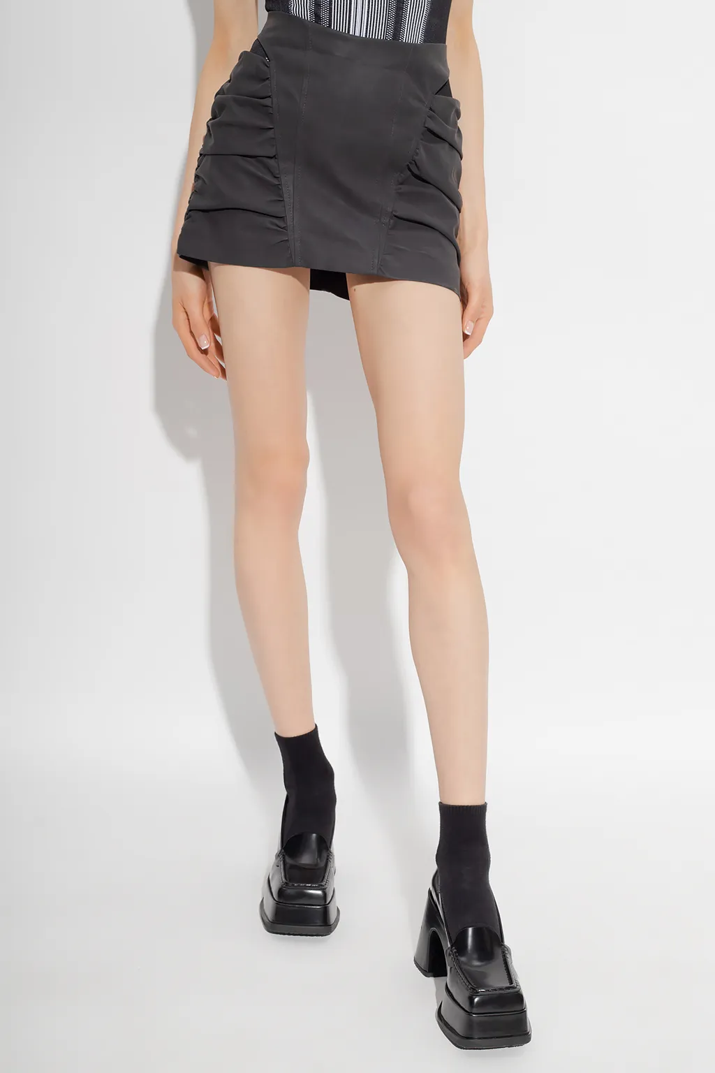 Ruched Cut-Out Mini Skirt