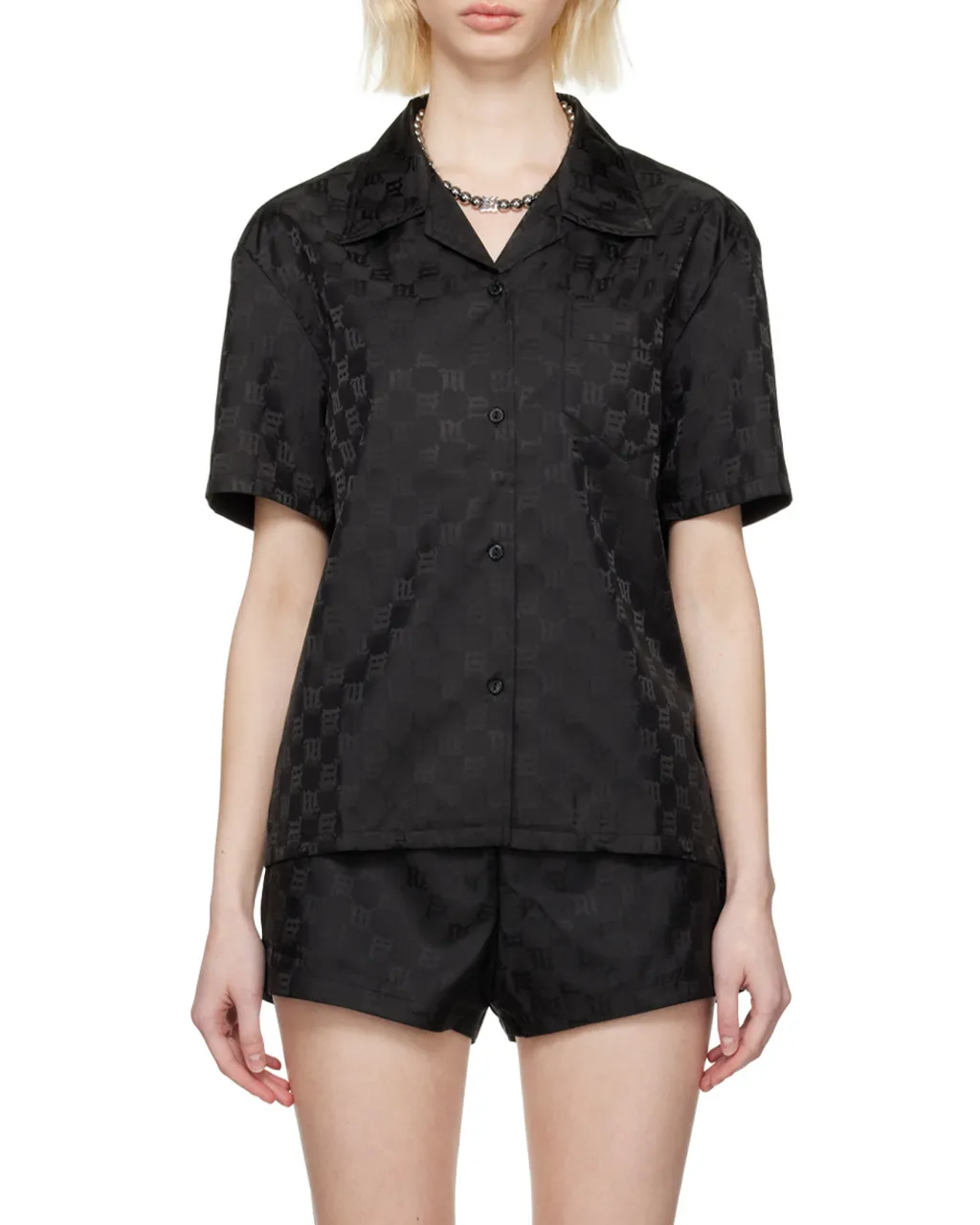 Monogram-Print Short-Sleeve Shirt