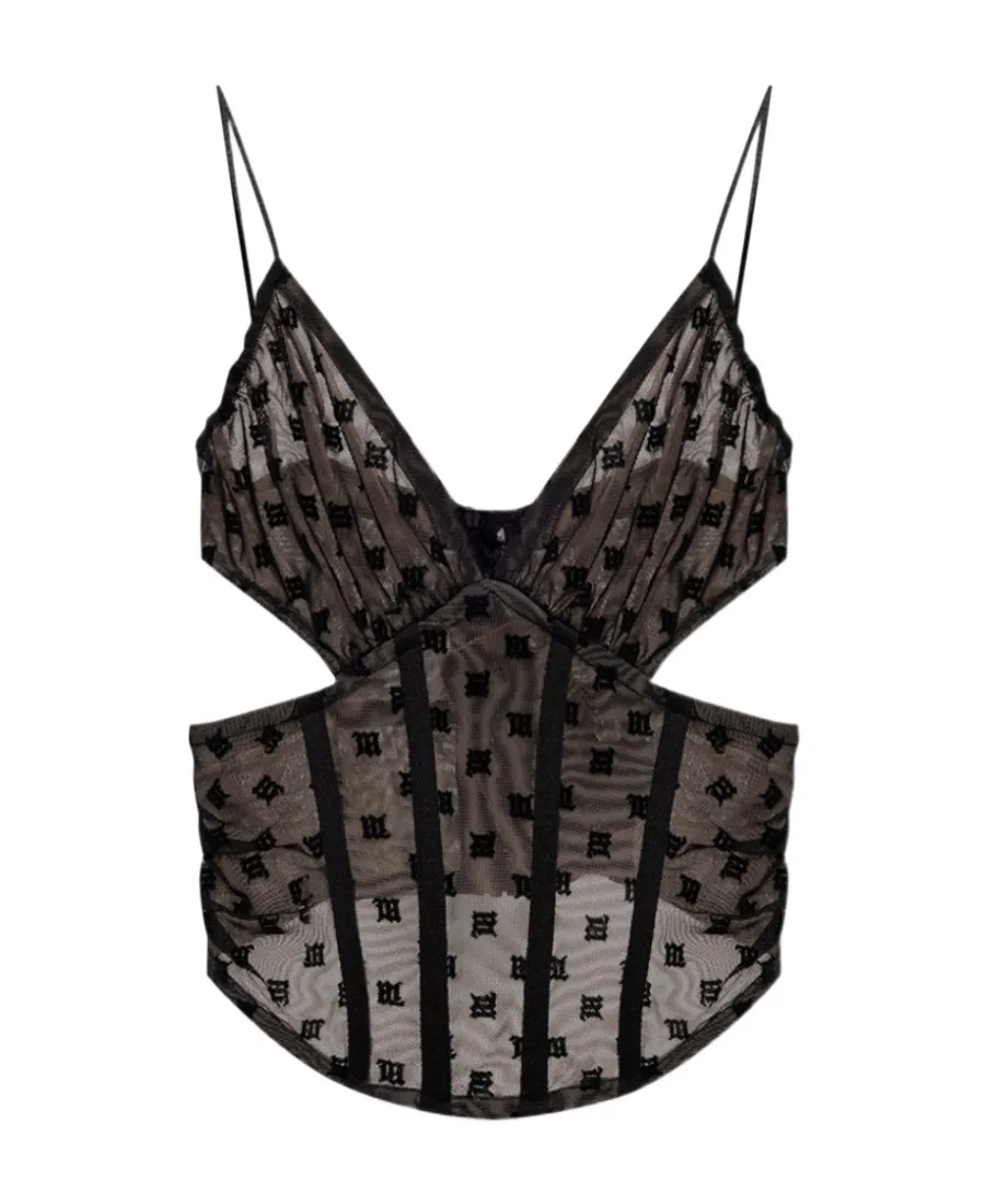 Mesh Monogram Corset Top