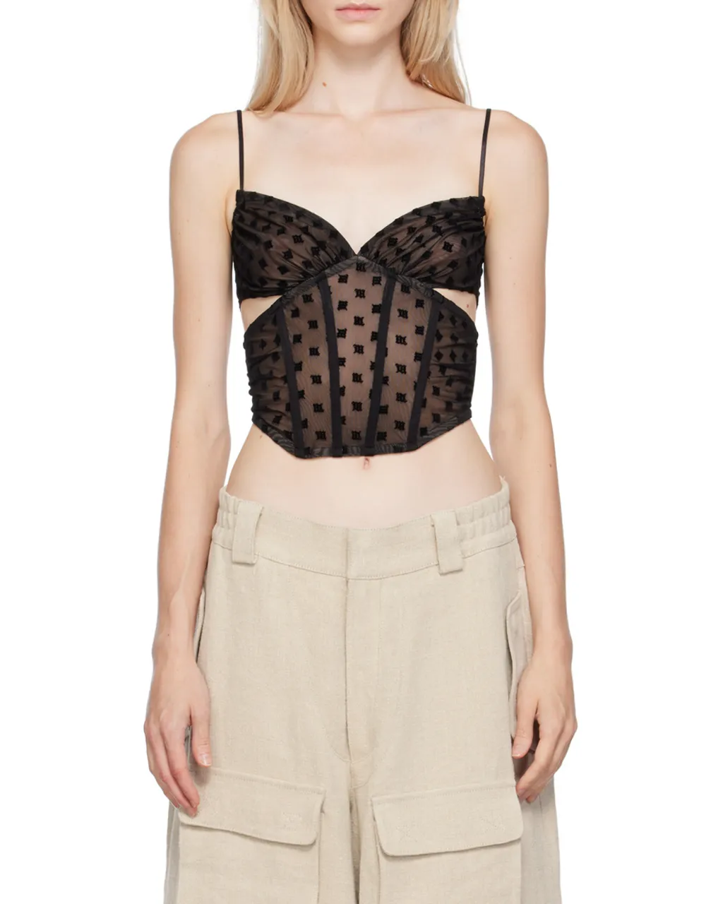 Mesh Monogram Corset Top