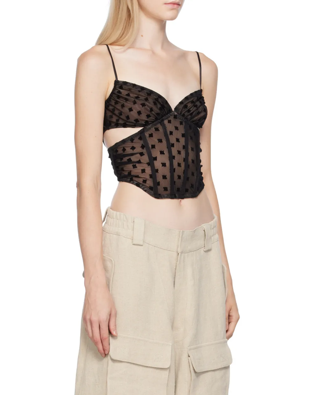 Mesh Monogram Corset Top
