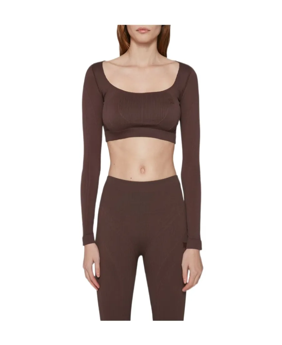 Long-Sleeve Cropped Knitted Top