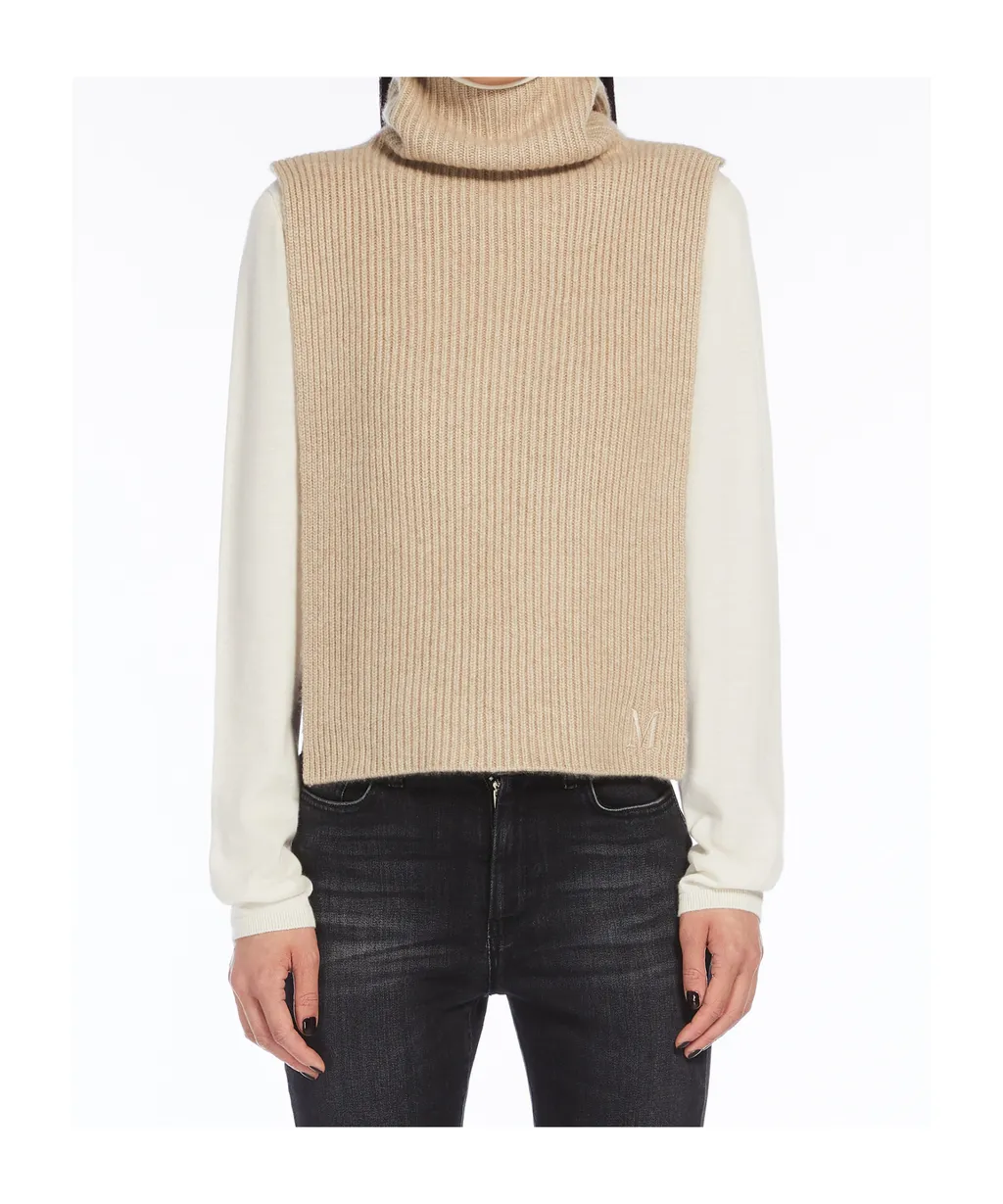 Logo Embroidered Ribbed-Knit Poncho