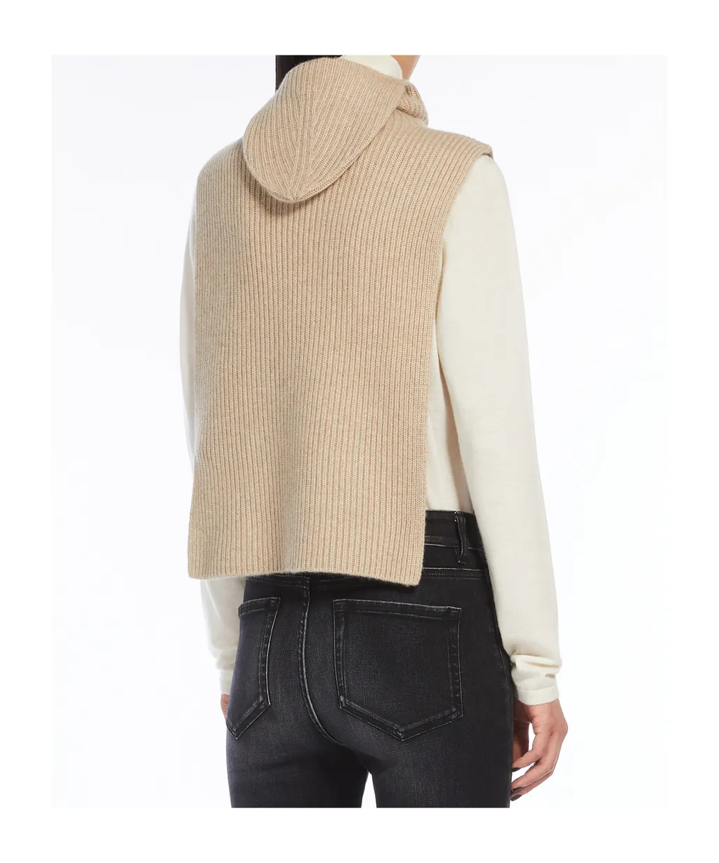 Logo Embroidered Ribbed-Knit Poncho