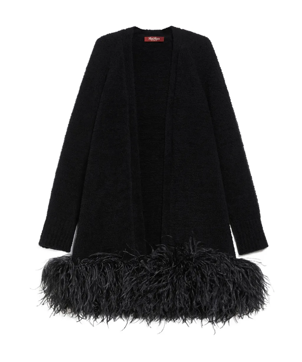 Feather Detailed Open Front Cardigan