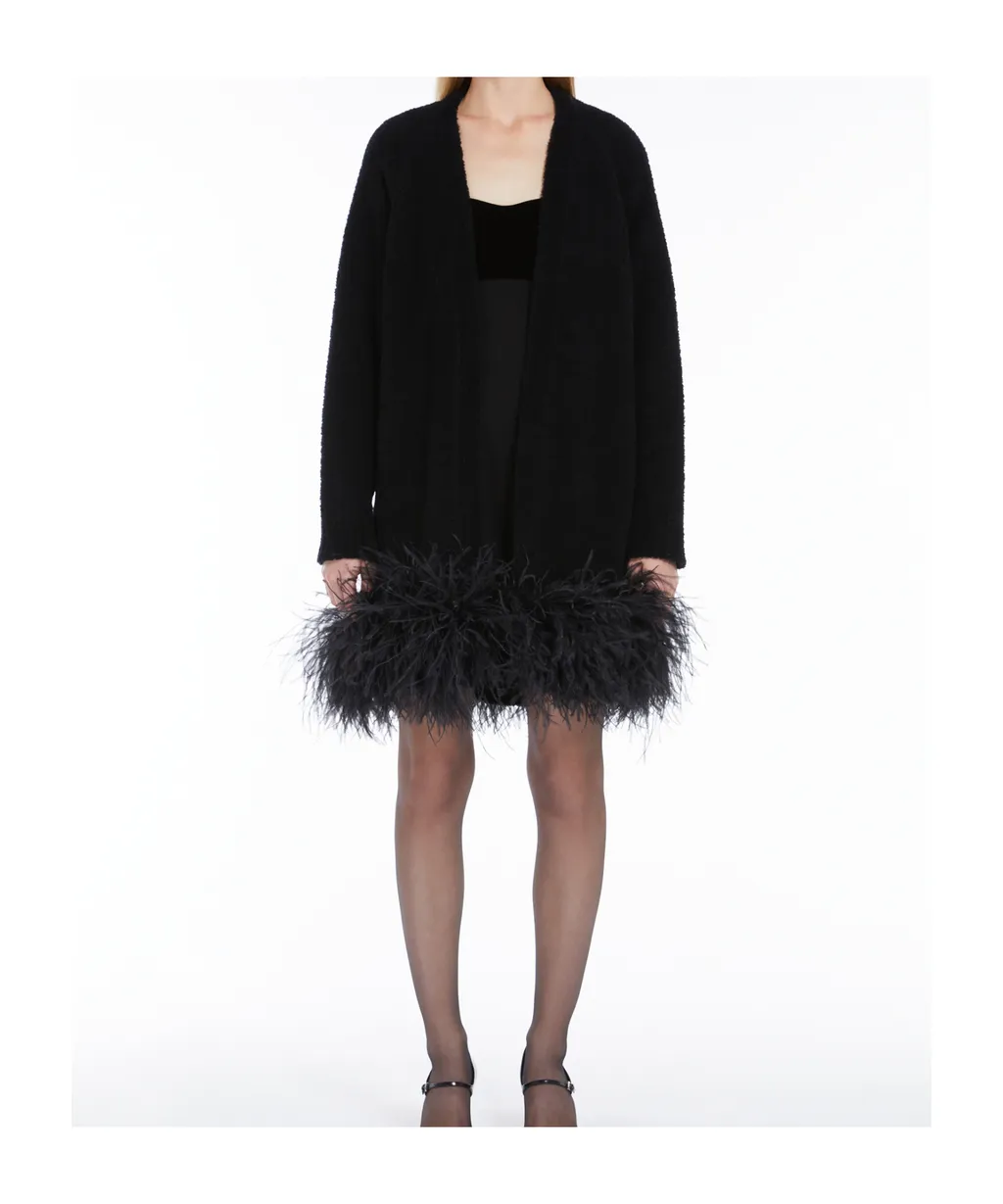 Feather Detailed Open Front Cardigan