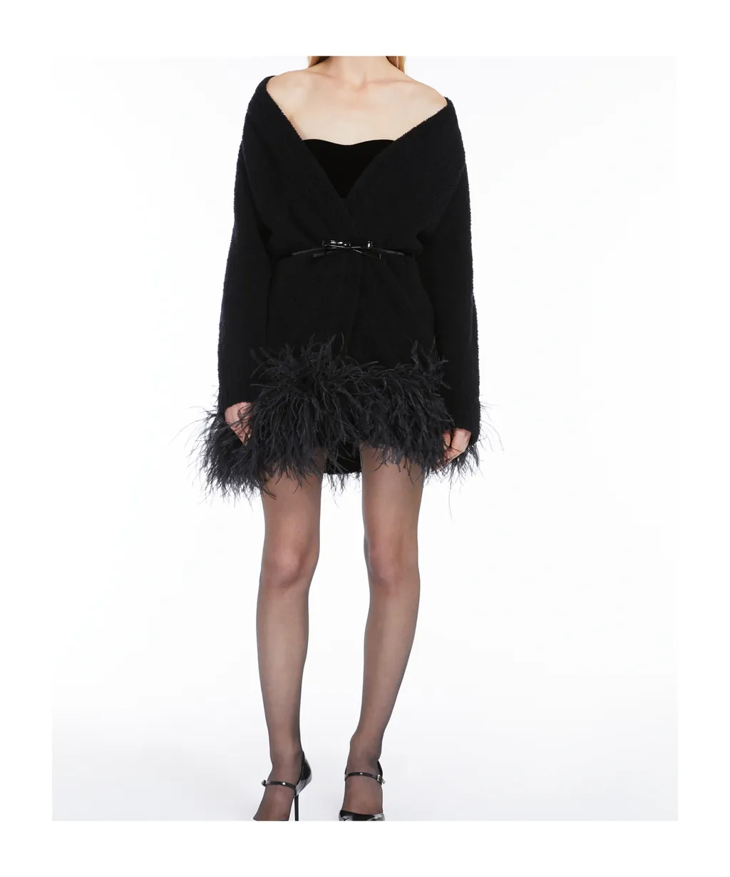 Feather Detailed Open Front Cardigan