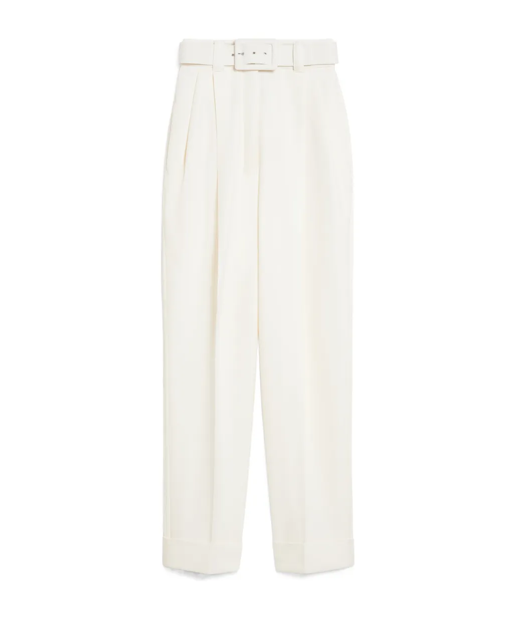 Belted Turn-Up Hem Trousers