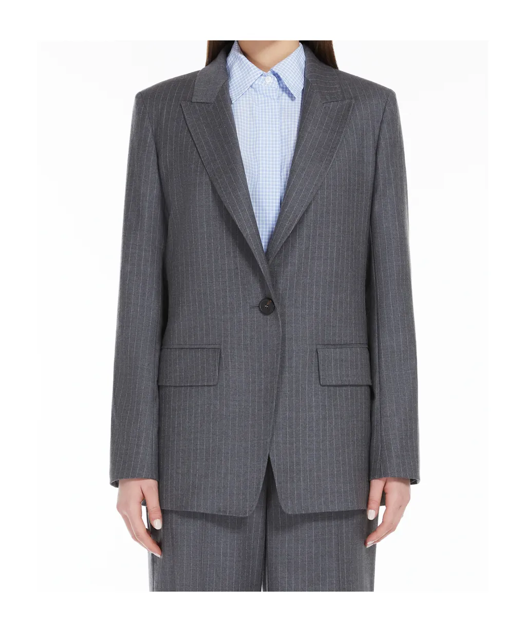 Long-Sleeved Wool Suit Coat