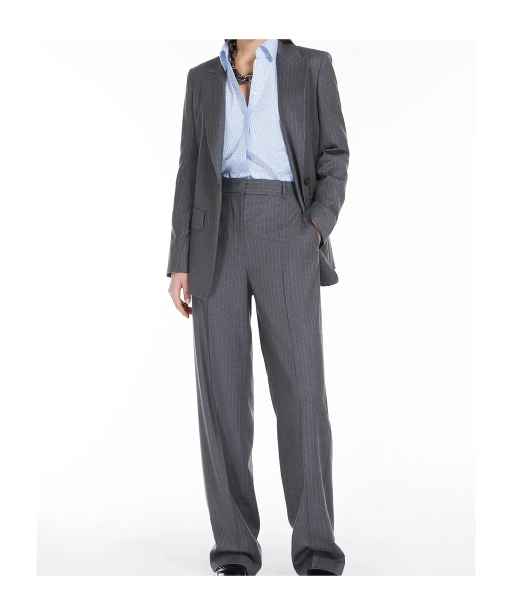 Long-Sleeved Wool Suit Coat