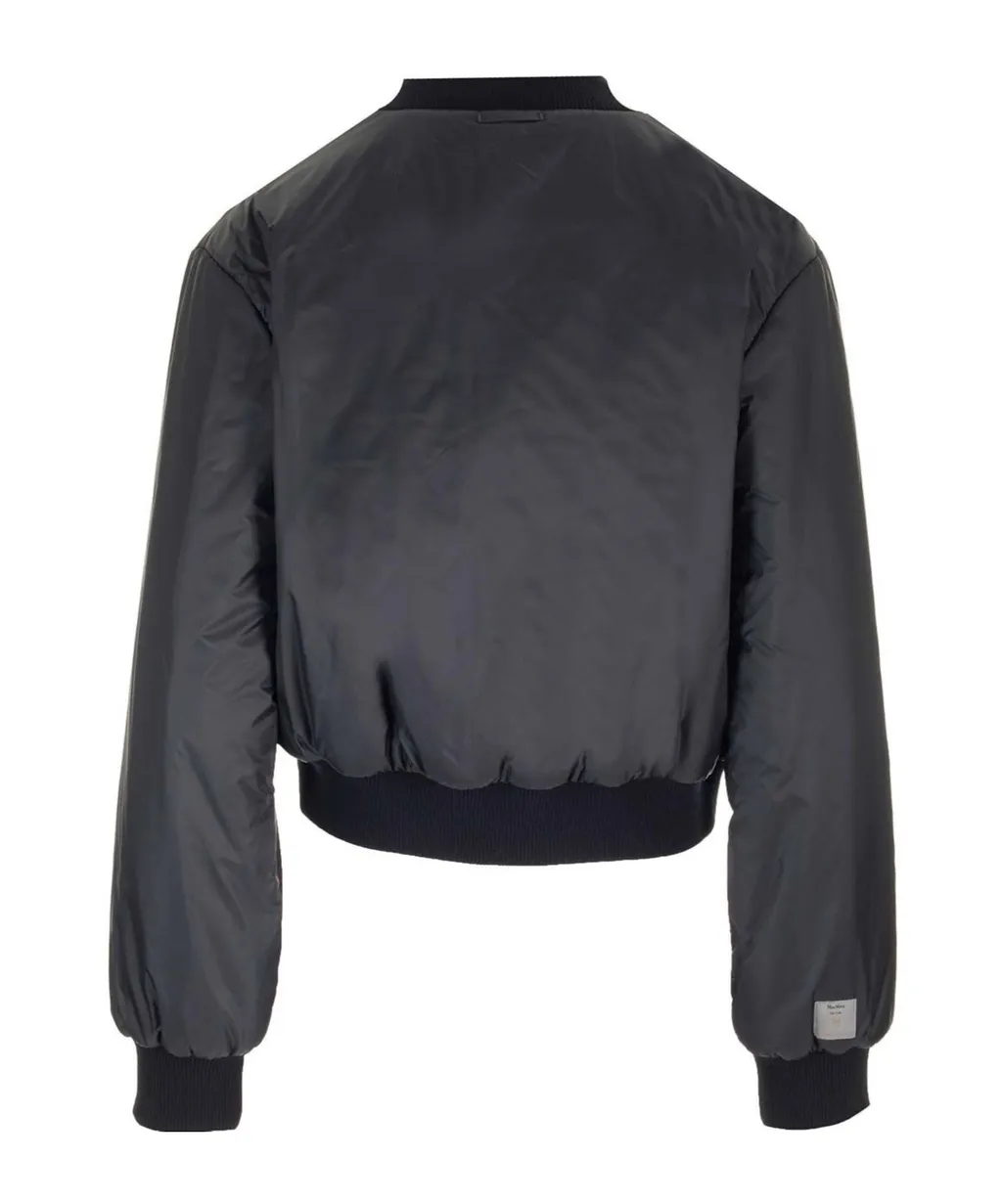 Buttoned Long-Sleeved Bomber Jacket