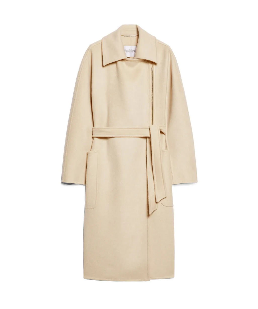 Zip Detailed Belted Coat