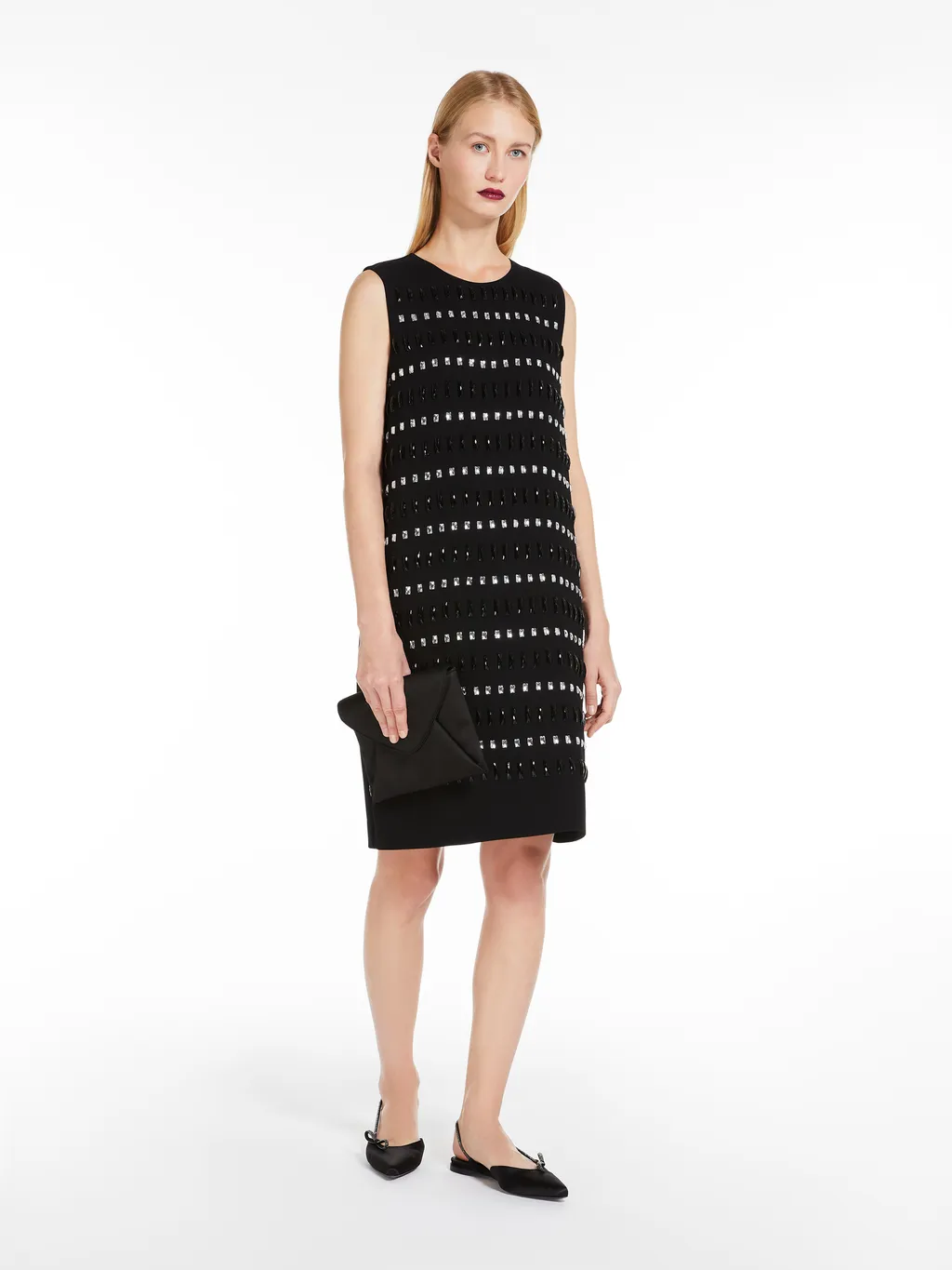 Embellished Crewneck Sleeveless Dress