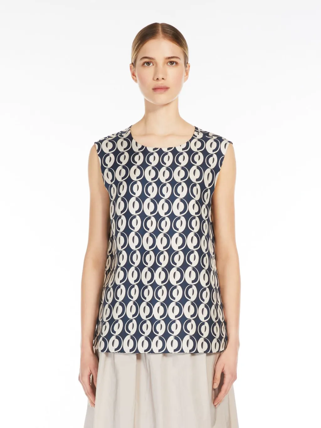 Printed Silk Double-Sided Sleeveless Top