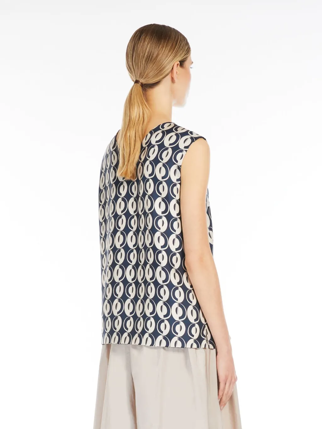 Printed Silk Double-Sided Sleeveless Top