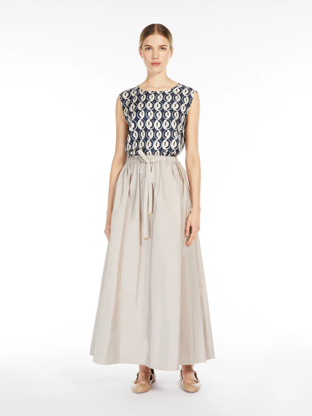 Printed Silk Double-Sided Sleeveless Top