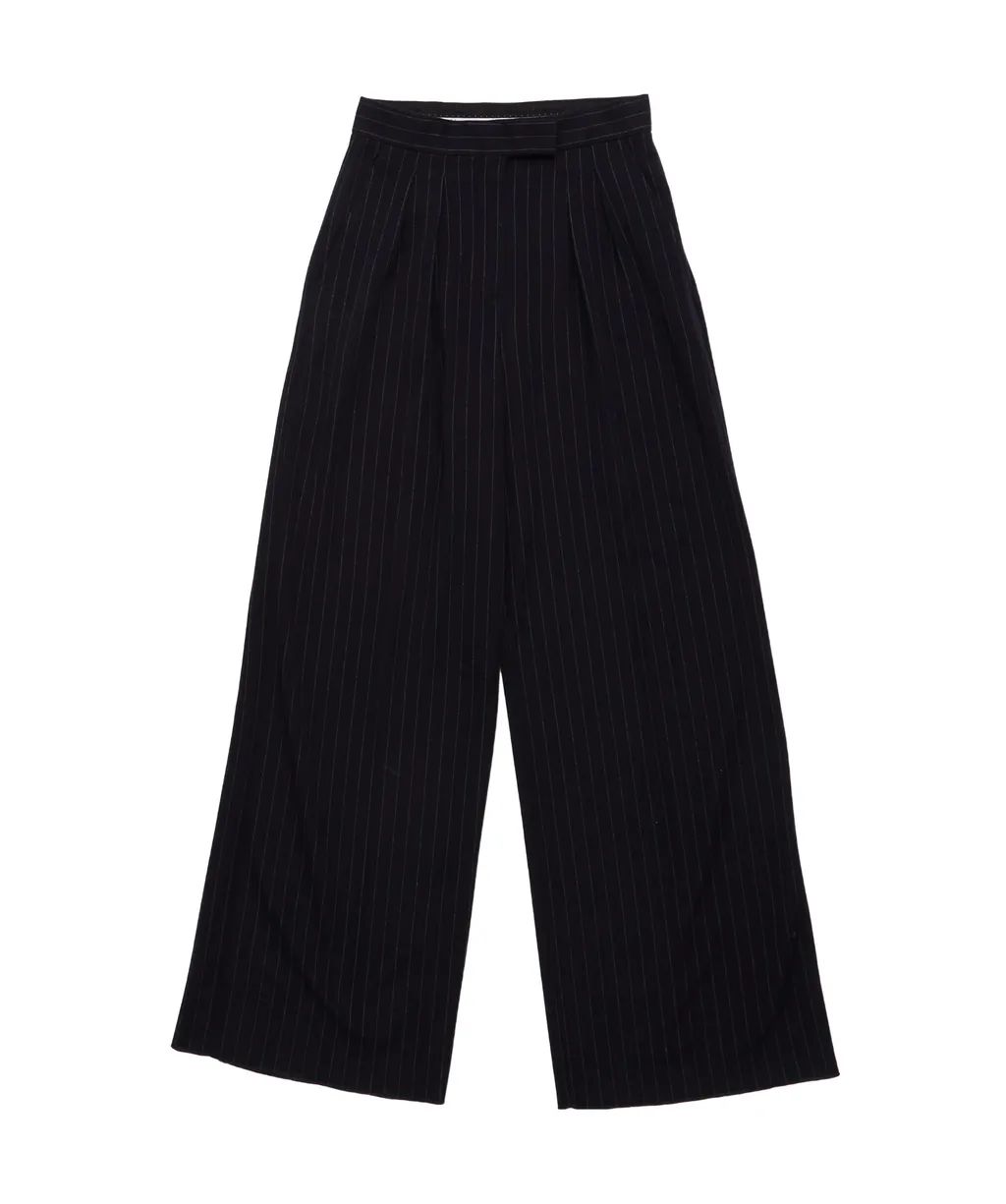 Pinstriped Straight Leg Trousers