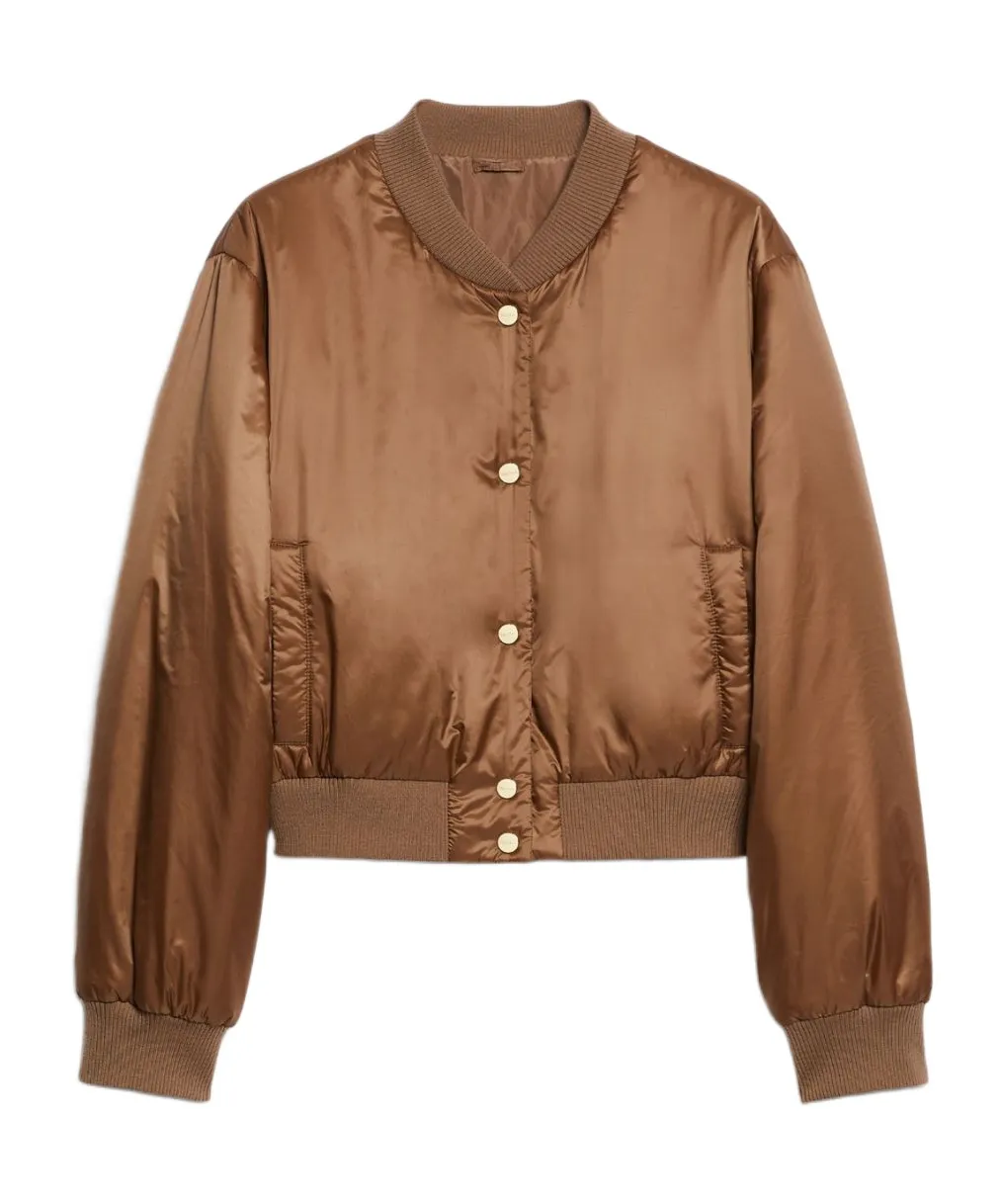 Buttoned Long-Sleeved Bomber Jacket