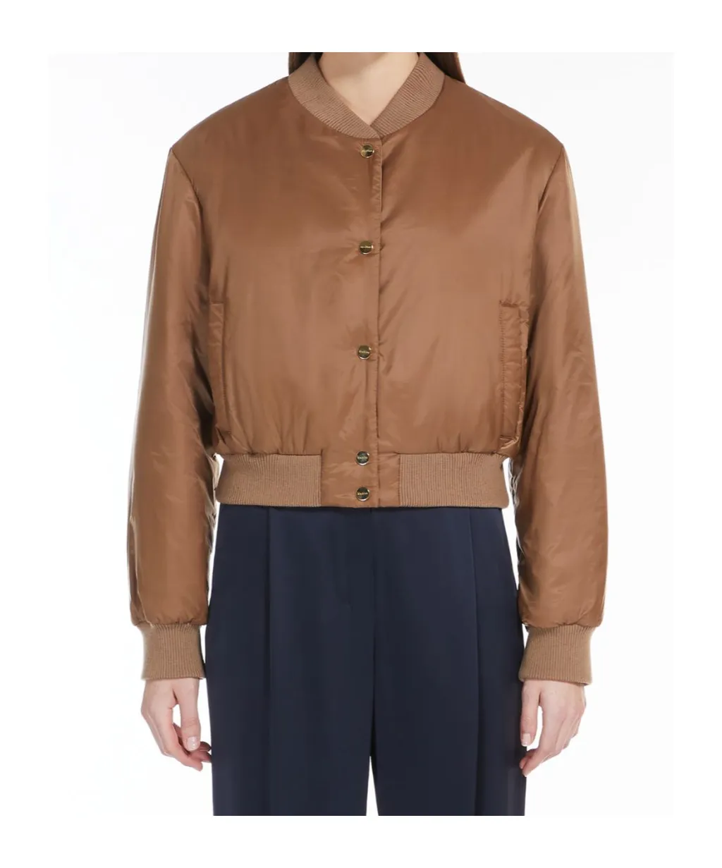 Buttoned Long-Sleeved Bomber Jacket