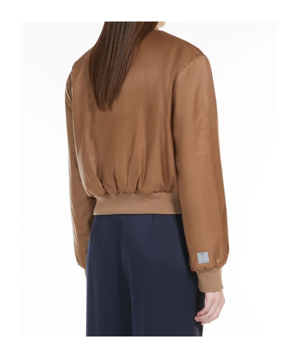 Buttoned Long-Sleeved Bomber Jacket