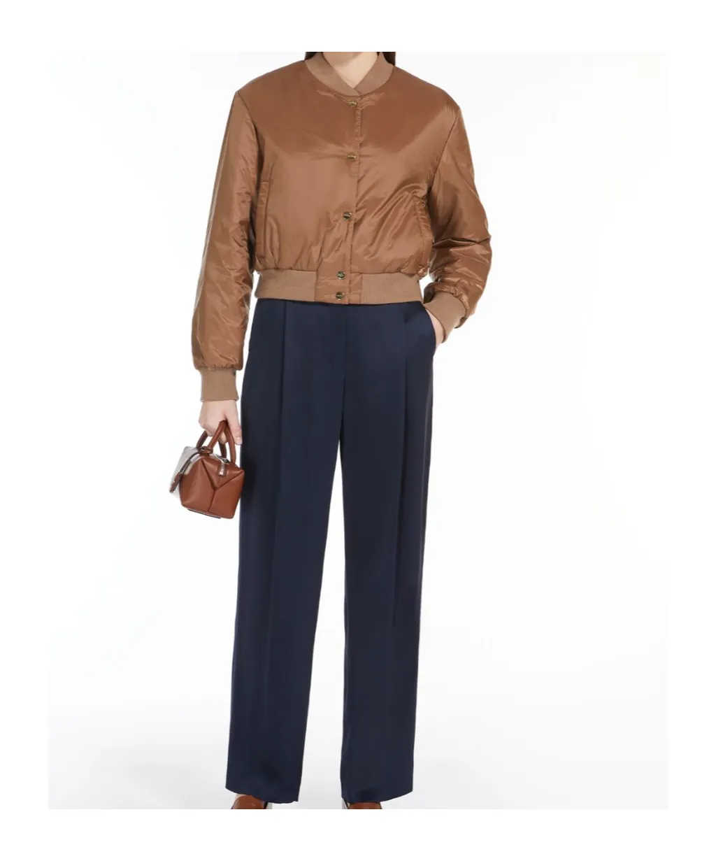 Buttoned Long-Sleeved Bomber Jacket