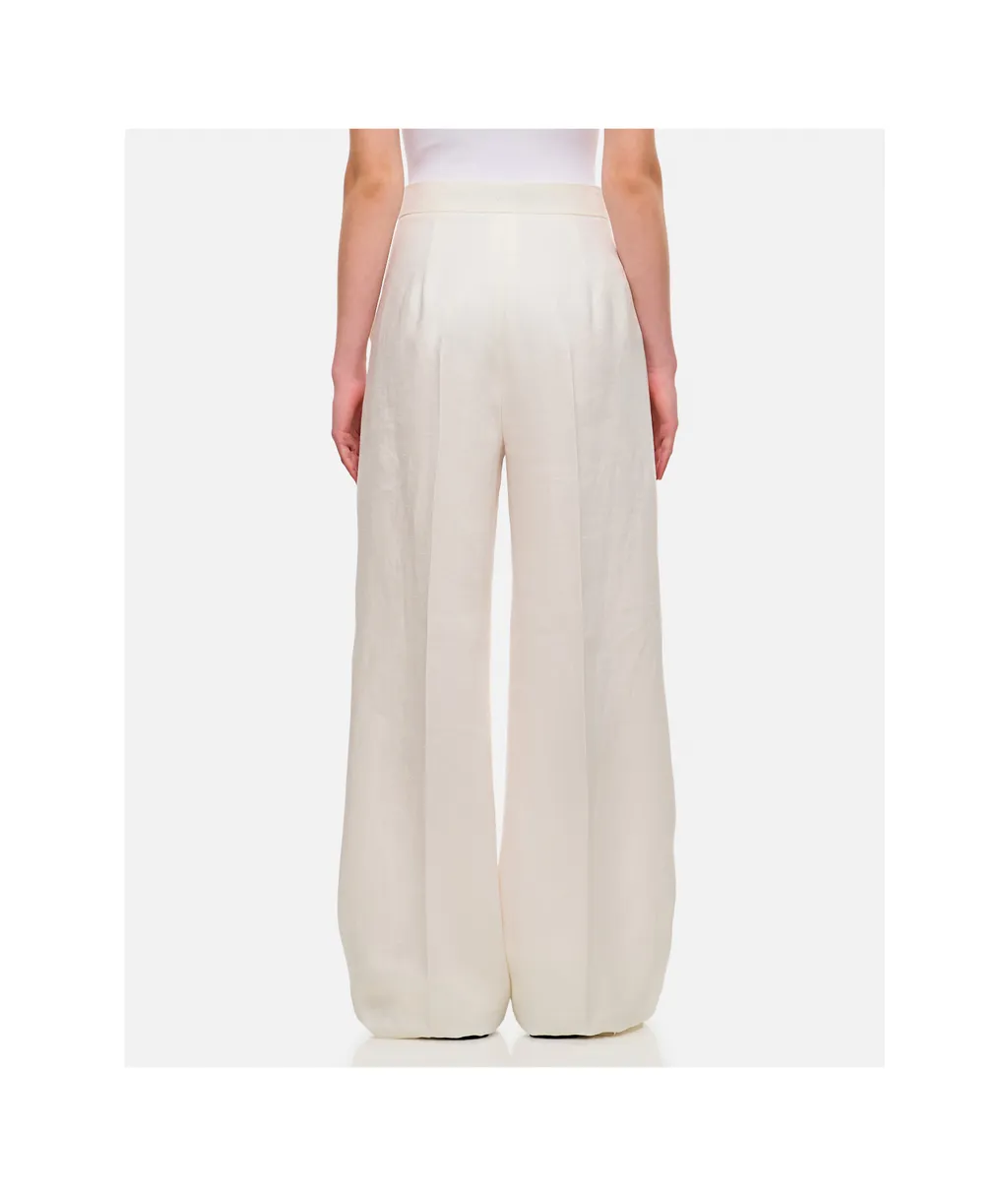 Pleated Front Straight-Leg Trousers